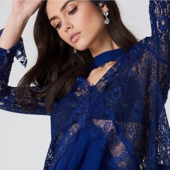 NWOT Free People Tell Tale Lace Cut Out Navy Blue
Tunic Dress size XS - Picture 5 of 7